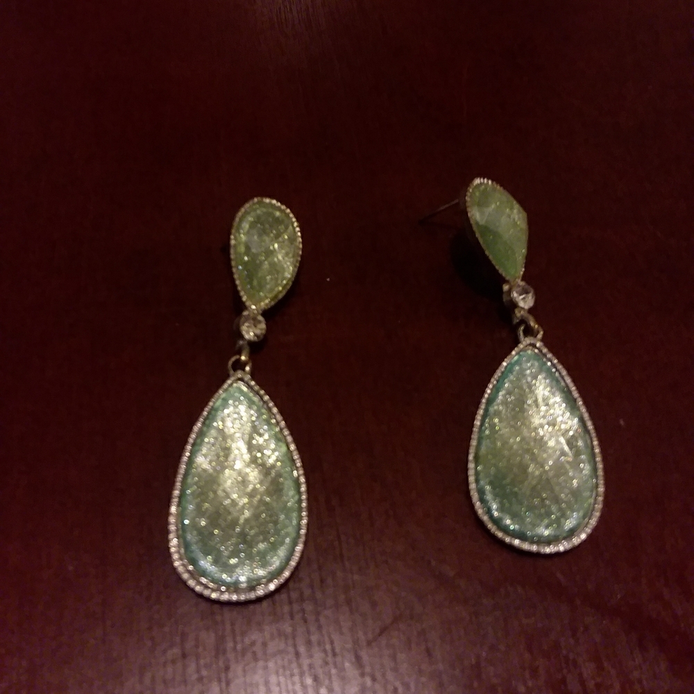 💚💙 Vintage Blue/Green Silver Gem Earrings